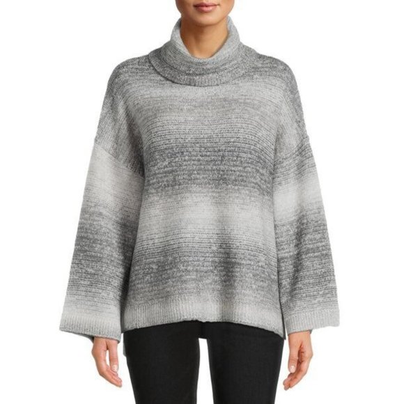 Time and Tru Women's Ombre Cowl Neck Long Sleeve Sweater Grey Size XL(16-18) NWT - Picture 1 of 3